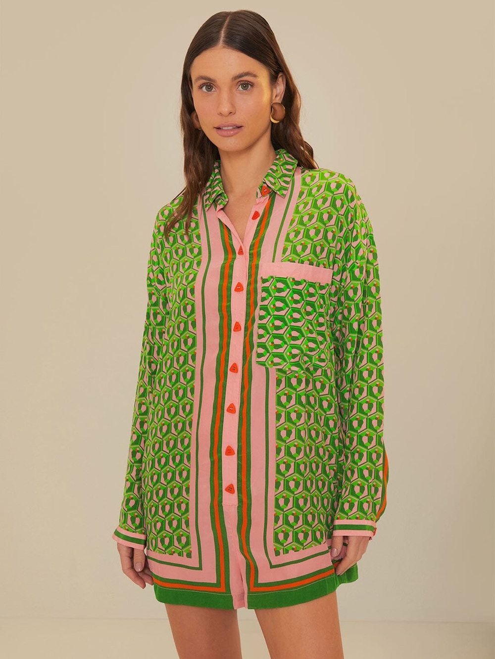 Farm Rio Mixed Cashew Scarf Romper Womens Medium